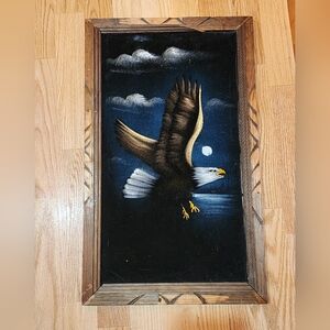 Black Velvet Painting Art Eagle 70s